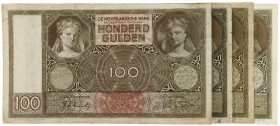 Netherlands - 100 Gulden 1930 Luitspelende vrouw (Mev. 117 / AV 81) - REPLACEMENT -tot. 4 biljetten verschillende types - FR tot PR-