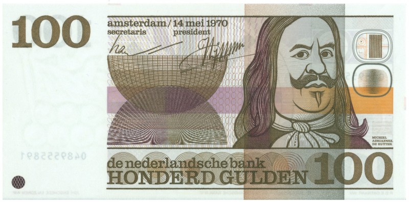 Netherlands - 100 Gulden 1970 De Ruyter (Mev. 122-1 / AV 86.1a) - wigvormige sni...