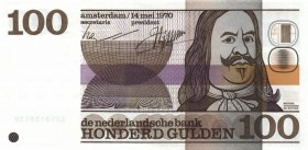 Netherlands - 100 Gulden 1970 De Ruyter (Mev. 122-1 / AV 86.1b.1) - met uniforme snijtekens op vlashoudend papier - UNC-