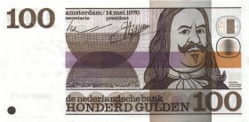 Netherlands - 100 Gulden 1970 De Ruyter (Mev. 122-1 /AV 86.1b.2) - met uniforme snijtekens op vlasloos papier - UNC/UNC-