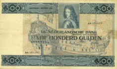 Netherlands - 500 Gulden 1930 Stadhouder Willem III (Mev. 143-1 / AV 101.1) - minieme scheurtjes in de rand - F/ZF