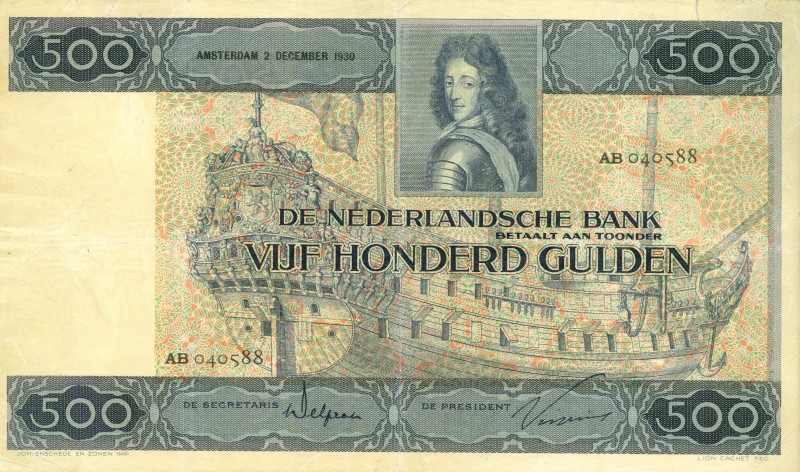 Netherlands - 500 Gulden 1930 'Stadhouder Willem III' (Mev. 143-1 / AV 101.1) - ...