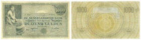 Netherlands - 1000 Gulden 1919 Grietje Seel (Mev. 151-1a / AV 106.1a) - 23 juni 1919: 1e datum van uitgifte - Serie A 08333 - 5 mm. scheurtje in linke...