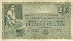 Netherlands - 1000 Gulden 1919 Grietje Seel (Mev. 151-1b / AV 106.1c) - met op KZ iets graffiti - ZF