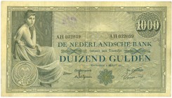 Netherlands - 1000 Gulden 1919 Grietje Seel (Mev. 151-1b / AV 106.1c) - met op VZ iets graffiti - ZF