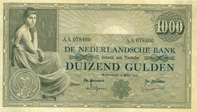 Netherlands - 1000 Gulden 1919 Grietje Seel (Mev. 151-1b / AV 106.1c) - ZF