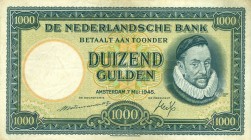 Netherlands - 1000 Gulden 1945 Willem de Zwijger (Mev. 153-1 / AV 107.1 / PL125) - ZF