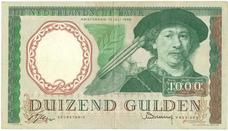 Netherlands - 1000 Gulden 1956 Rembrandt (Mev. 154-1 / AV 108.1b) - 4 mm. scheur...