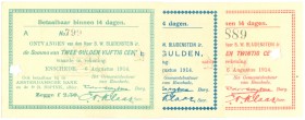 Netherlands - Noodgeld - Enschede - Gemeentelijk noodgeld WO I - 25 Cent + 1 Gulden + 2½ Gulden 6 augustus 1914 - Serie A 1889, A 1148 en A 799 (V. 12...