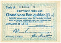 Netherlands - Noodgeld - Friesland - Gemeentelijk noodgeld WO II - 1 Gulden 12 mei 1940 Friesland Serie A 139377 * (T/J 42.01 / PL410.1) boterpapier m...