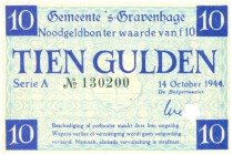 Netherlands - Noodgeld - ’s-Gravenhage - Gemeentelijk noodgeld WO II - 10 Gulden 14 October 1944 boekdruk blauw en onderdruk lichtblauw serieno. A 130...