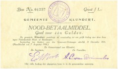 Netherlands - Noodgeld - Klundert - Gemeentelijk noodgeld WO I - 1 Gulden 7 augustus 1914 serienrs. 01333 (V. 18.1 / PL625.1) met op VZ tekst + gemeen...