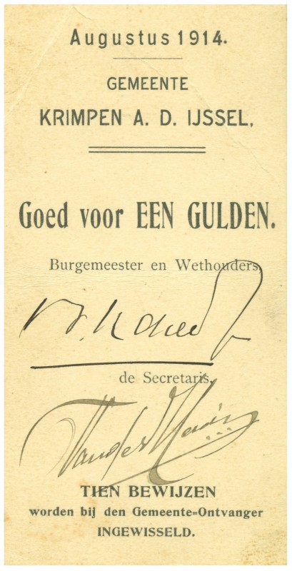 Netherlands - Noodgeld - Krimpen a/d IJssel - Gemeentelijk noodgeld WO I - 1 Gul...