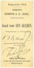 Netherlands - Noodgeld - Krimpen a/d IJssel - Gemeentelijk noodgeld WO I - 1 Gulden augustus 1914 met op KZ Serienr. 401 (V. 19.3 / PL640.3) met op VZ...