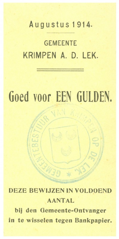 Netherlands - Noodgeld - Krimpen a/d Lek - Gemeentelijk noodgeld WO I - 1 Gulden...