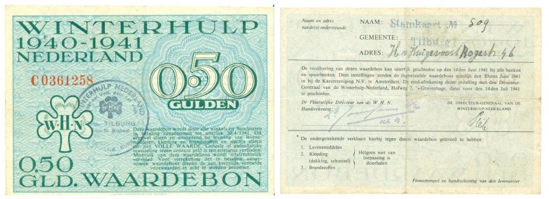 Netherlands - Winterhulp - 0.50 Gulden 1940/41 serie C 0361258 - druk groen/onde...