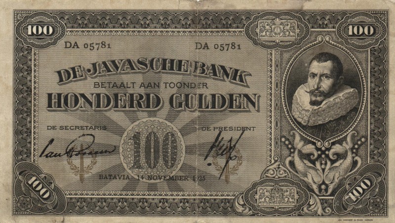 Dutch Indies - 100 Gulden 14 november 1925 J.P. Coen (P. 73b / Mev. 136b) handte...