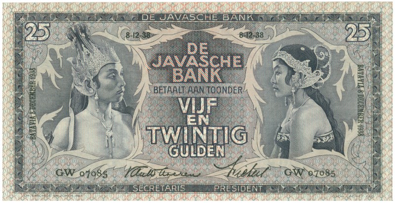 Dutch Indies - 25 Gulden 8.12.1938 Javaanse dansers (P. 80b / H-137b / ON 267b /...