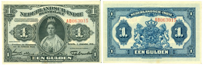 Dutch Indies - 1 Gulden 4 augustus 1919 Muntbiljet Wilhelmina (P. 100 / Mev. 160...