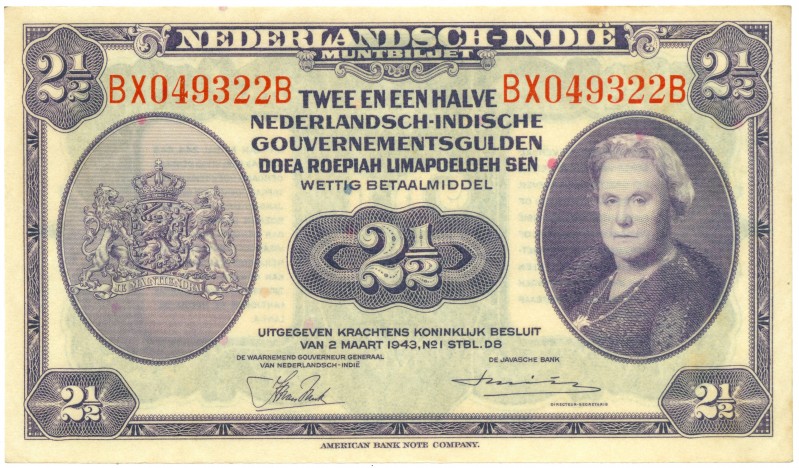 Dutch Indies - 2½ Gulden 1943 (P. 112 / PLNI28.3b) NICA money Wilhelmina - UNC-