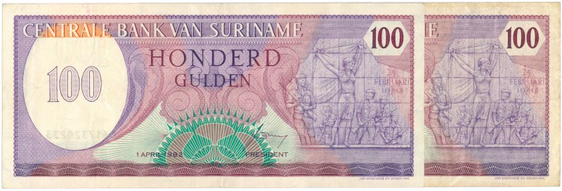 Suriname - 100 Gulden 1.4.1982 (P. 128a / PLS19.3a) - ZF / Totaal 2 stuks