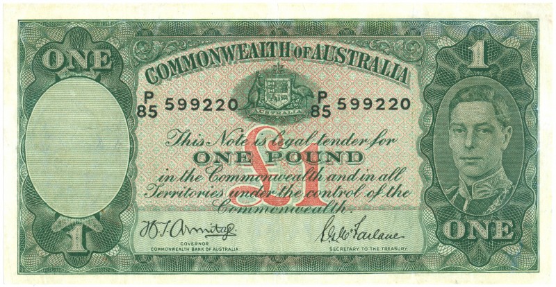 World Banknotes - Australia - 1 Pound ND (1942) King George VI (P. 26b) - presse...