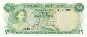 World Banknotes - Bahamas - 5 Dollars L.1965 Queen Elizabeth II (P. 20a) - 2 signatures - a.UNC/UNC