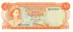 World Banknotes - Bahamas - 5 Dollars L. 1974 Queen Elizabeth II (P. 37a) - signature Donaldson - UNC