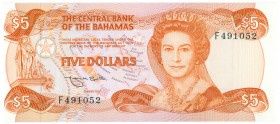 World Banknotes - Bahamas - 5 Dollars L.1974 (1984) Queen Elizabeth II (P. 45b) - sign. James H. Smith - UNC
