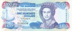 World Banknotes - Bahamas - 100 Dollars L.1974 (1992) Portrait Queen Elizabeth II / Blue marlin (P. 56) - sign. James H. Smith - UNC