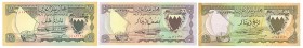 World Banknotes - Bahrain - 100 Fils L.1964) + 1/4 Dinar L.1964 + 1/2 Dinar L.1964 Dhow at left, arms at right (P. 1-3) - Total 3 pcs. - UNC, a.UNC + ...