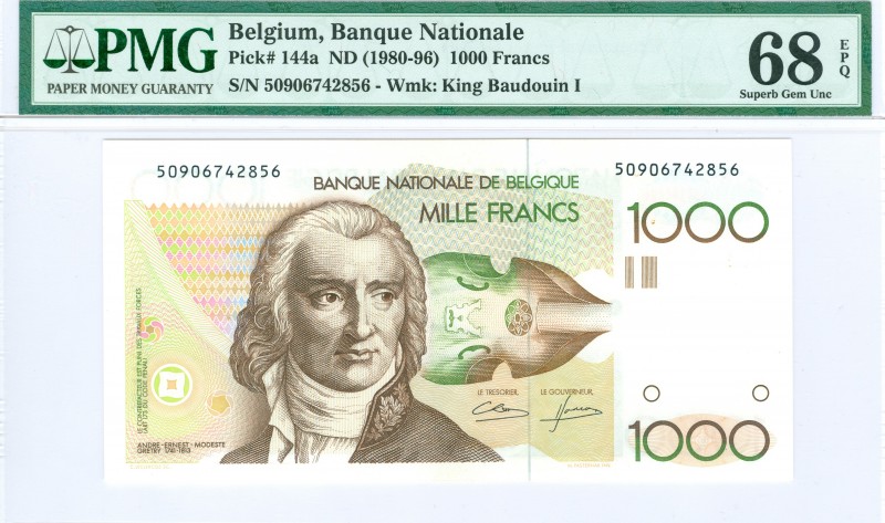 World Banknotes - Belgium - 1000 Francs ND (1980-96) Modeste (P. 144a) - PMG 68 ...