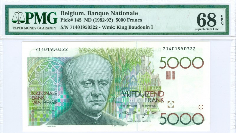 World Banknotes - Belgium - 5000 Francs ND (1982-92) Guido Gezelle (P. 145a) - P...