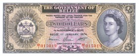 World Banknotes - Belize - 2 Dollars 1.1.1974 Queen Elizabeth II (P. 34a) - a.UNC/UNC