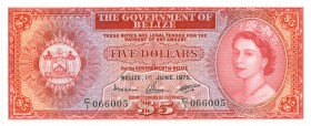 World Banknotes - Belize - 5 Dollars 1.6.1975 Queen Elizabeth II (P. 35a) - a.UNC/UNC
