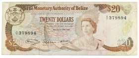 World Banknotes - Belize - 20 Dollars 1.6.1980 Monetary Authority (P. 41) - Queen Elizabeth II - F
