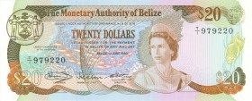 World Banknotes - Belize - Monetary Authority - 20 Dollars 1.6.1980 Queen Elizabeth II (P. 41) - UNC