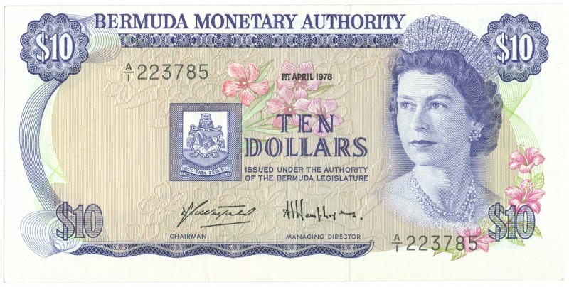 World Banknotes - Bermuda - 10 Dollars 1.4.1978 Queen Elizabeth II (P. 30a) - a....