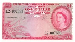 World Banknotes - British Caribbean Territories - 1 Dollar 3.1.1955 Queen Elizabeth II (P. 7b) - UNC