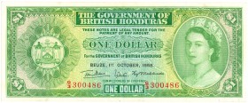World Banknotes - British Honduras - 1 Dollar 1.10.1958 Queen Elizabeth II (P. 28a) - VF