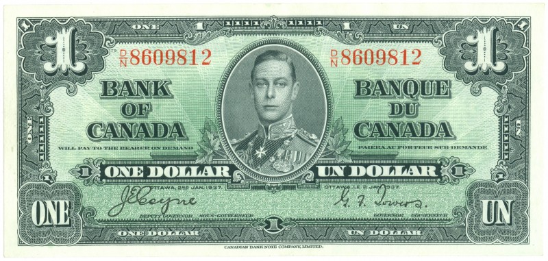 World Banknotes - Canada - 1 Dollar 2.1.1937 King George VI (P. 58e) - a.UNC