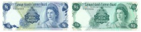World Banknotes - Cayman Islands - 1 + 5 Dollars L.1971 (1972) Queen Elizabeth II (P. 1-2) - Total 2 pcs. in UNC