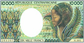 World Banknotes - Central African States - 10.000 Francs ND (1983) Woman at right (P. 13) - a.UNC/UNC