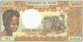 World Banknotes - Chad - 5000 Francs ND (1978) Woman at left (P. 5b) - sign. 9 - a.UNC/UNC