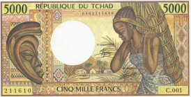 World Banknotes - Chad - 5000 Francs ND (1984-91) Woman / Tractor (P. 11) - a.UNC