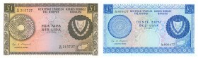 World Banknotes - Cyprus - 250 + 500 Mils 1.9.1979 (P. 41c + 42c) - UNC + 1 Pound 1.8.1966 (P. 43) - UNC + 5 Pounds 1.5.1973 (P. 44b) - a.UNC - Total ...