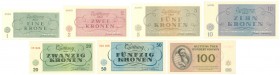 World Banknotes - Czechoslovakia - Theresienstadt (Terezin) - 1 + 2 + 5 + 10 + 20 + 50 + 100 Kronen 1943 - a.UNC / Total 7 pcs.