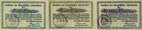 World Banknotes - Deutschland - Inflation (1919-1924) - 50 Pfennig, 1 + 5 Mark 25.2.1919 Gutschein Des Kriegschiffes Hindenburg with stamp - total 3 p...