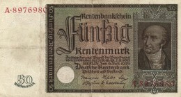 World Banknotes - Deutschland - Rentenbank (1923-1927) - 50 Rentenmark 6.7.1934 Stein (P. 172 / Ros. 165) - F/VF