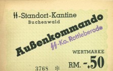 World Banknotes - Deutschland - Konzentrationslagergeld II. Weltkrieg - Buchenwald SS Standort-Kantine - 0,50 Mark ND (ca. 1944) Aussenkommando with o...